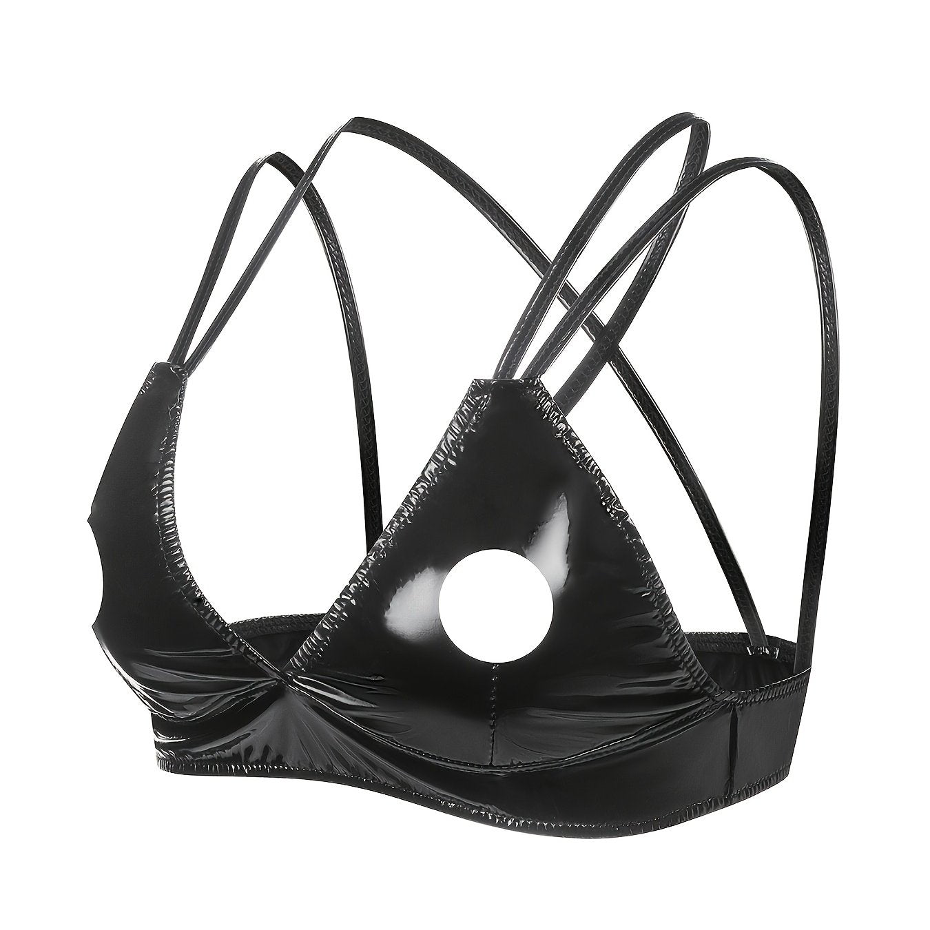 توب كاميسول جلد PU أسود للنساء