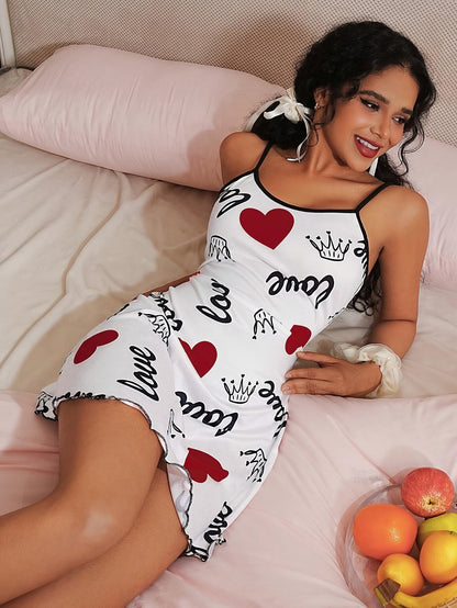 فستان نوم نسائي أصفر مزخرف