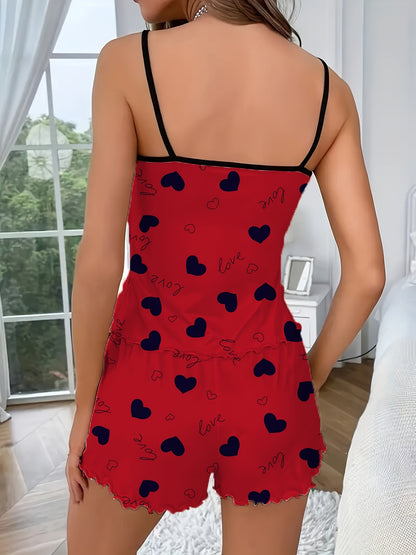 طقم بيجاما نسائي مزين بقلب