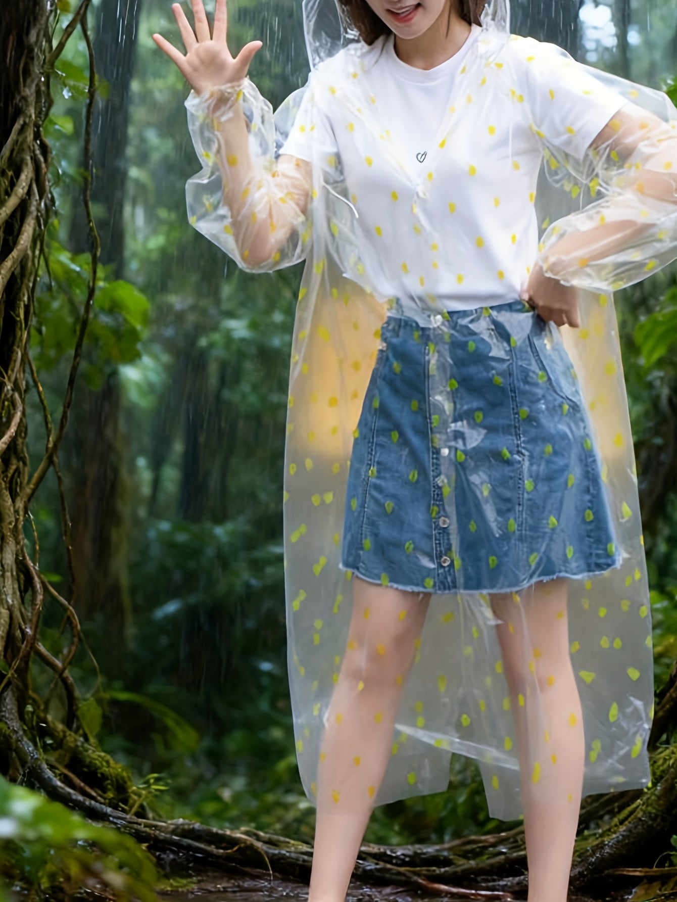 معطف مطري نسائي شفاف