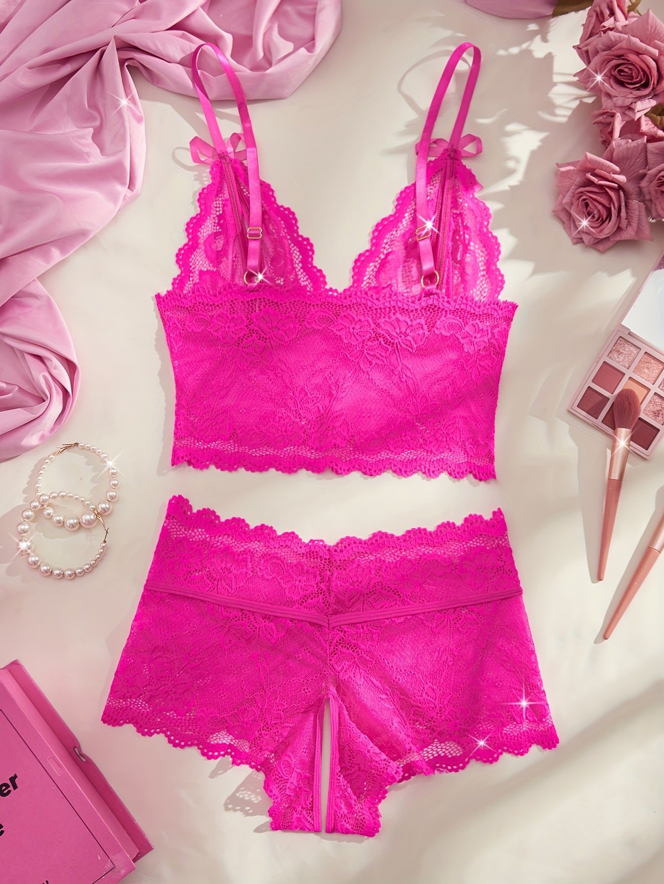 طقم لانجري دنيم مزخرف