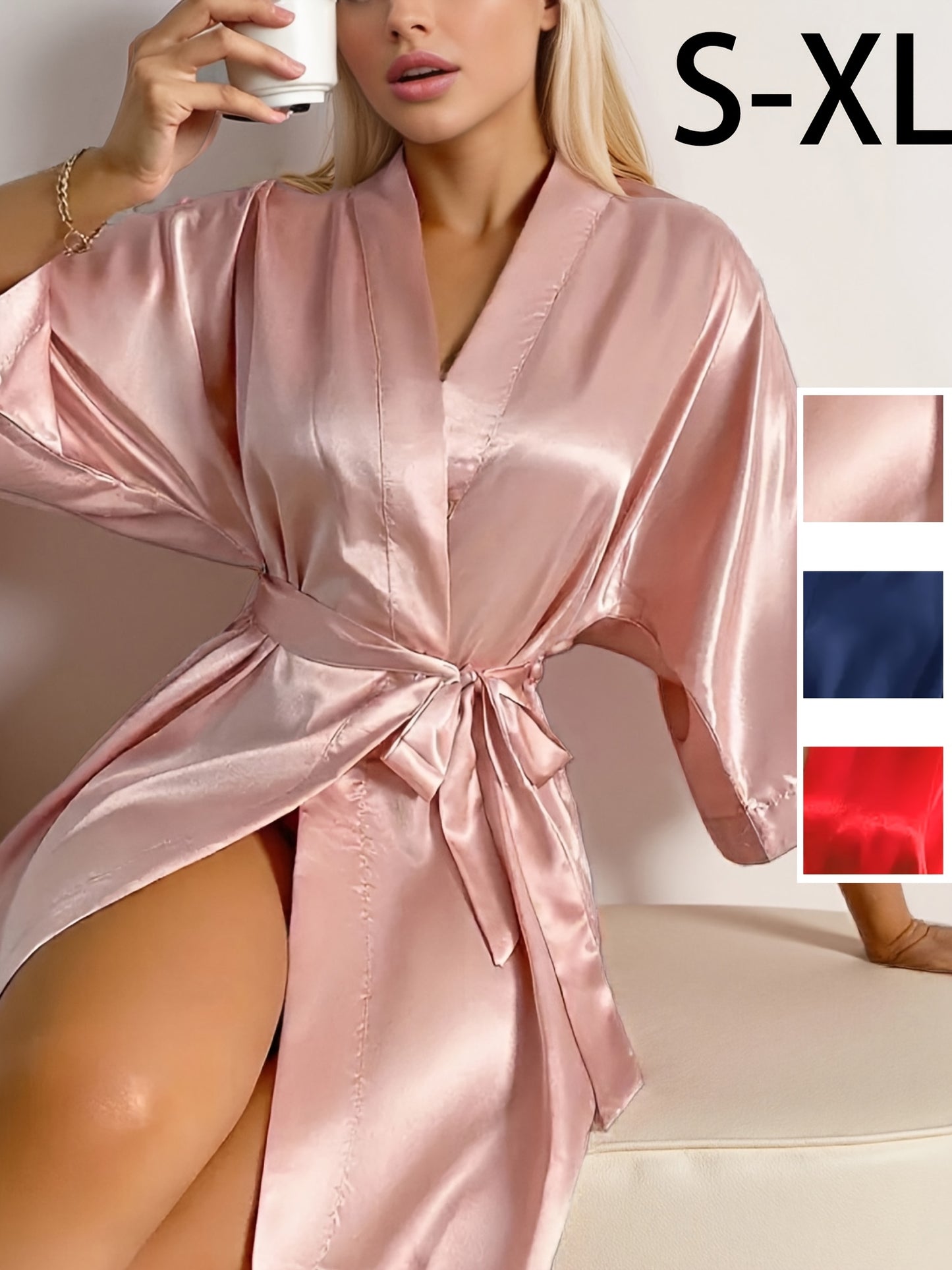 روب أنيق نسائي أزرق بحري