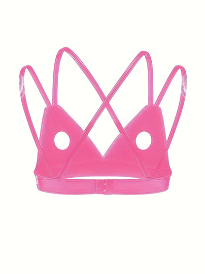 توب كاميسول جلد PU أسود للنساء