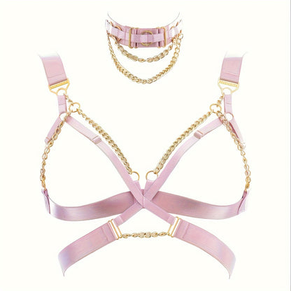 لانجري نسائي مثير مع سلسلة متعددة الألوان