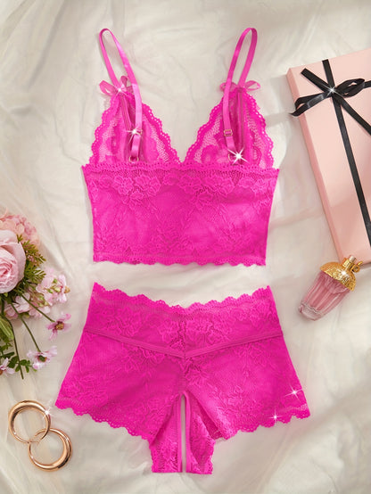 طقم لانجري دنيم مزخرف