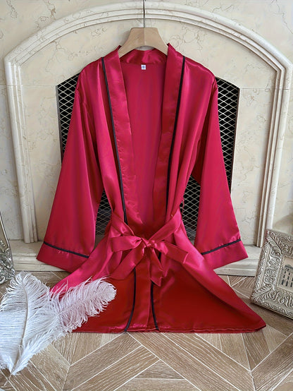 روب ساتان نسائي أنيق وردي