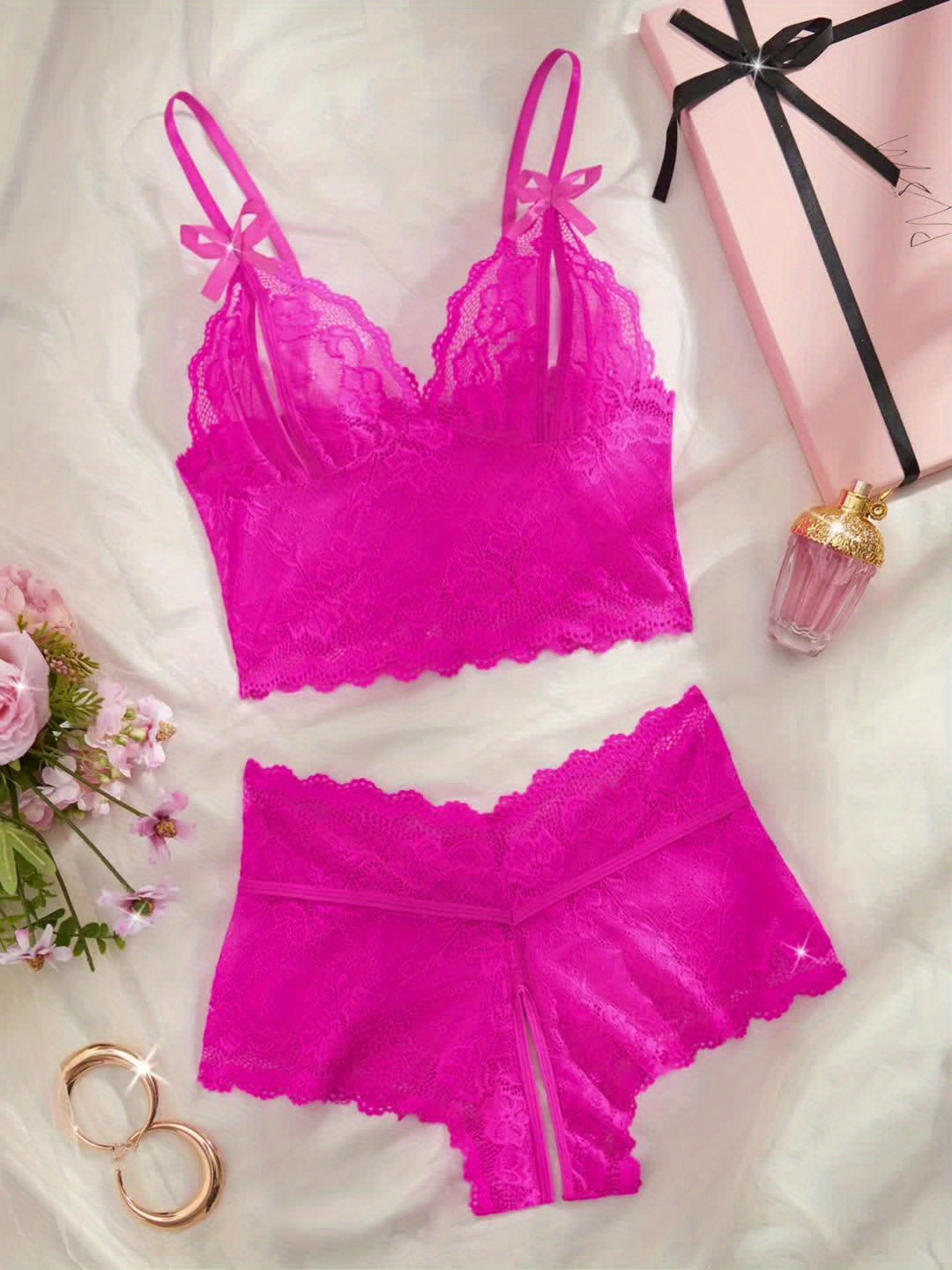 طقم لانجري دنيم مزخرف