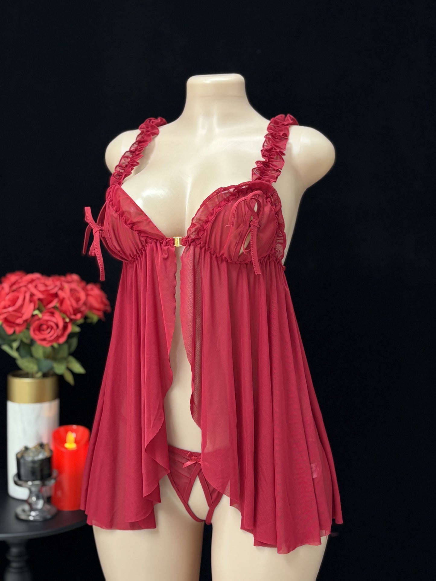 لانجري مثير بمشبك أمامي