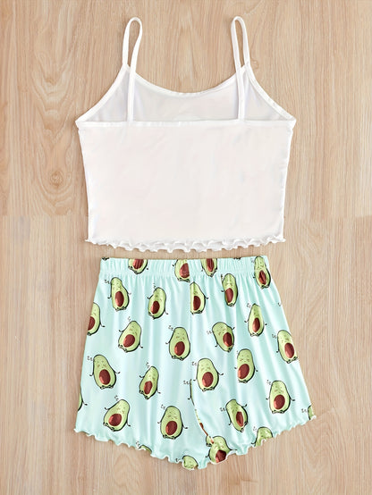 طقم بيجامة للنساء بطبعة أفوكادو