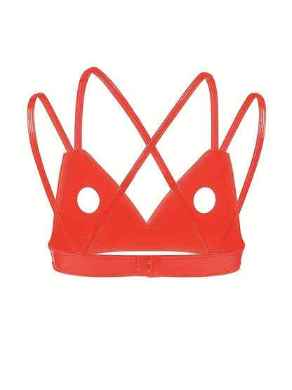 توب كاميسول جلد PU أسود للنساء