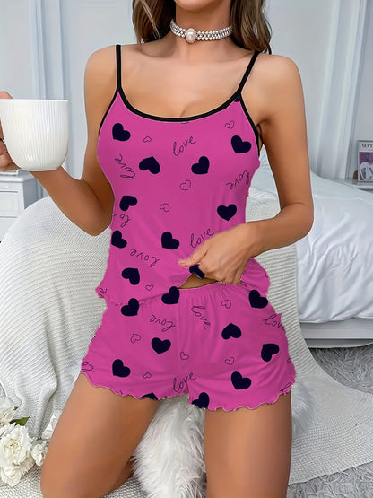 طقم بيجاما نسائي مزين بقلب