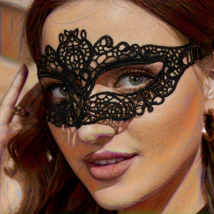 قناع عيون دانتيل أسود