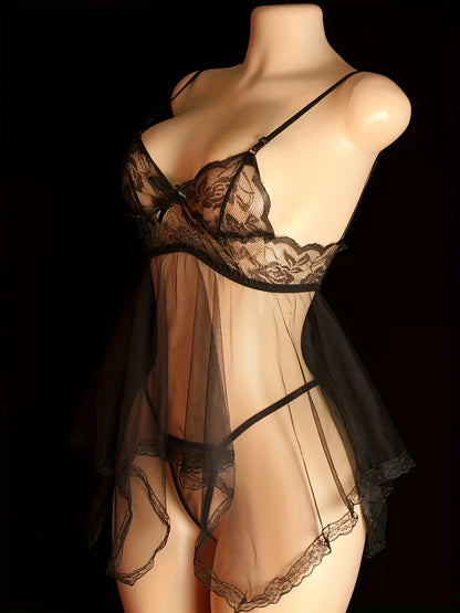 فستان نوم شفاف بتفاصيل دانتيل