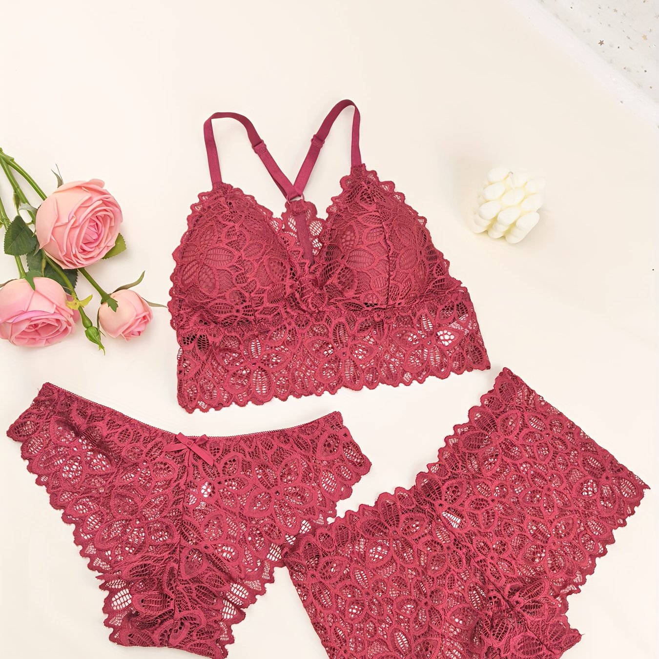 مجموعة لانجري نسائي دانتيل