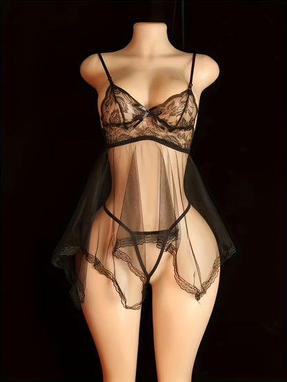 فستان نوم شفاف بتفاصيل دانتيل