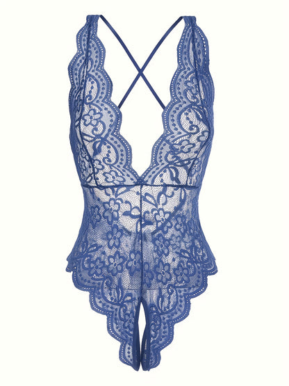 بادي نسائي دانتيل أزرق داكن