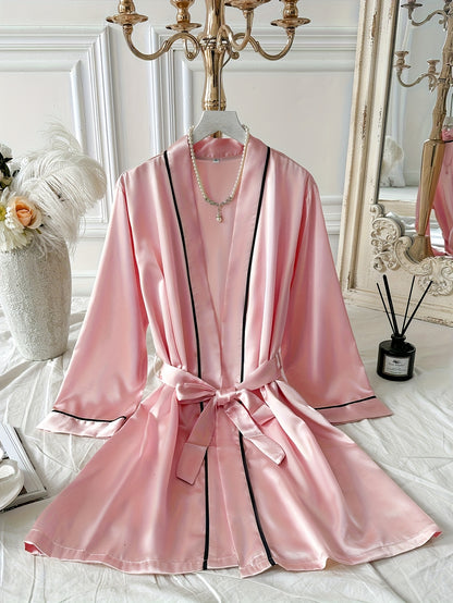 روب ساتان نسائي أنيق وردي