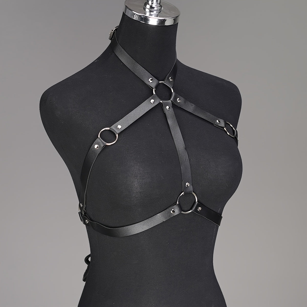 حمالة صدر قفص جلدية نسائية سوداء