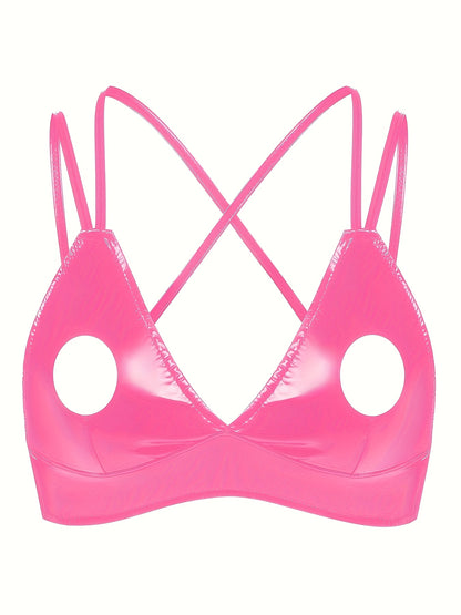 توب كاميسول جلد PU أسود للنساء