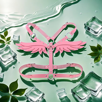 حزام بأجنحة ملاك أسود/أبيض/وردي/أحمر