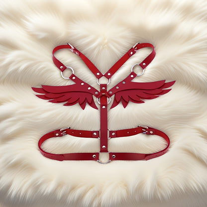 حزام بأجنحة ملاك أسود/أبيض/وردي/أحمر
