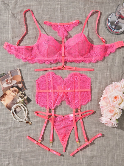 طقم لانجري نسائي - أحمر