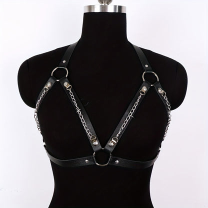 طقم هارنس من الجلد الصناعي للسيدات