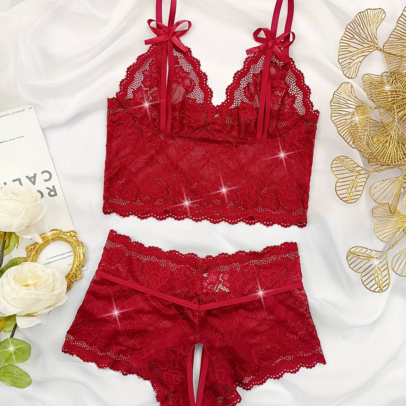 طقم لانجري دنيم مزخرف