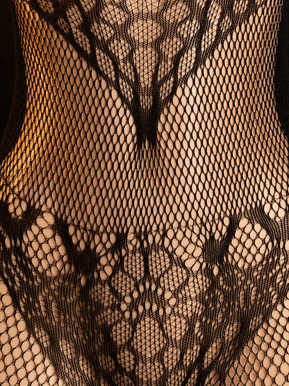 بدلة نسائية مثيرة بشبكة مزهرة