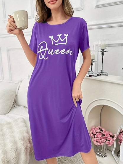 فستان نوم نسائي بطبعة تاج