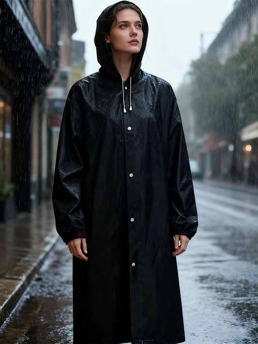 معطف مطر أسود مقاوم للرياح للبالغين