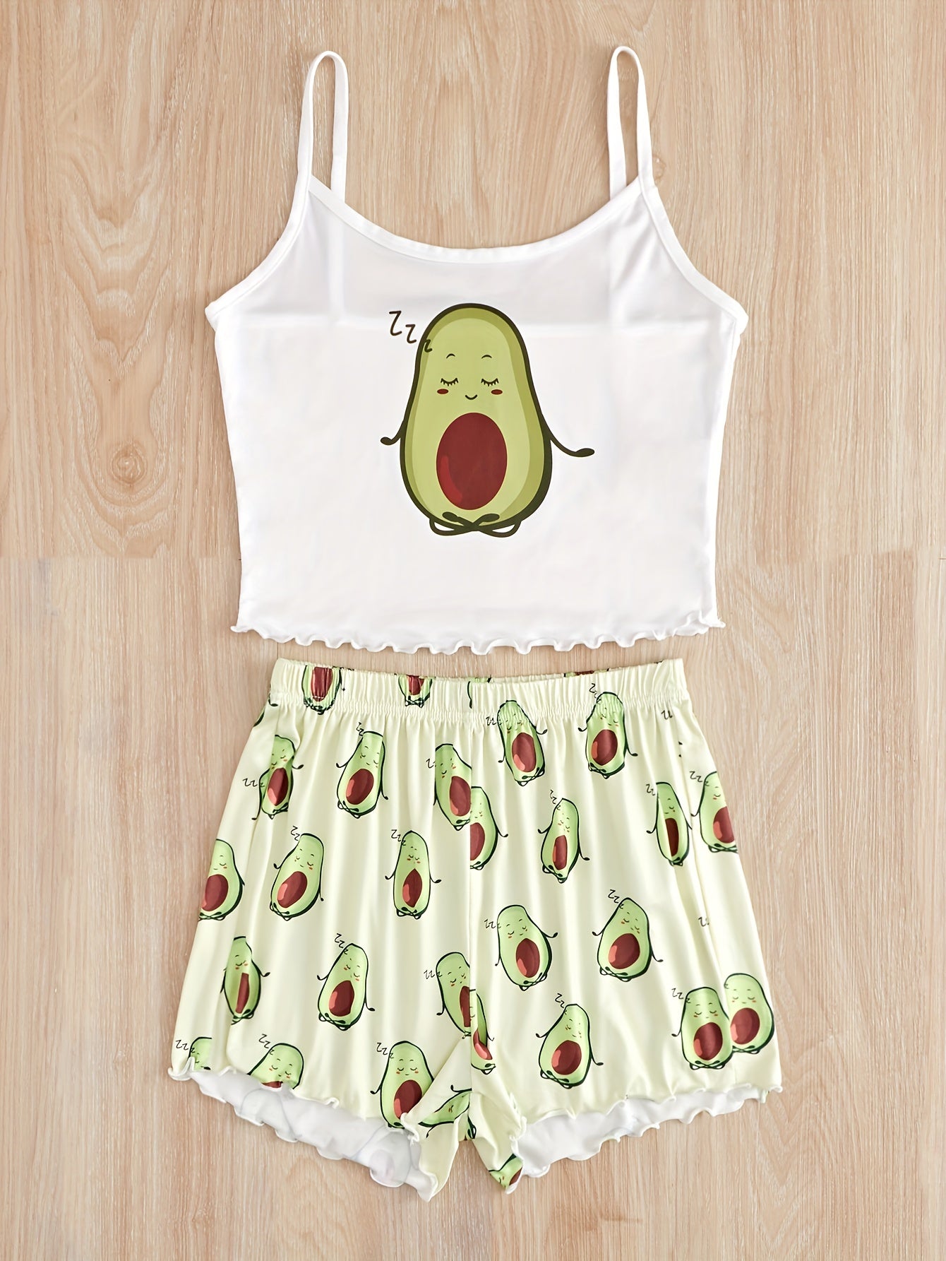 طقم بيجامة للنساء بطبعة أفوكادو