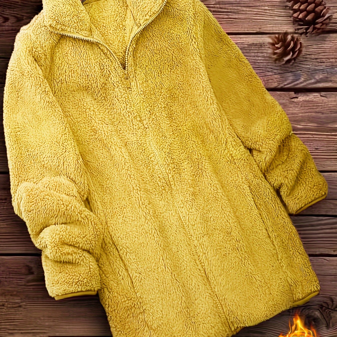 معطف تيدي طويل مزود بسحاب