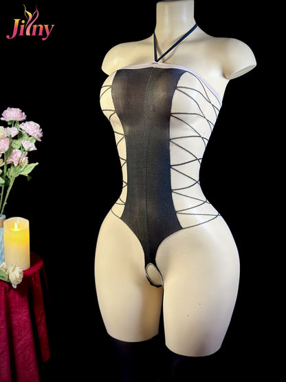 د bodystocking مثير باللون الأسود