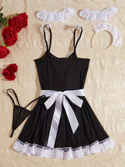 زي خادمة مثير - أسود