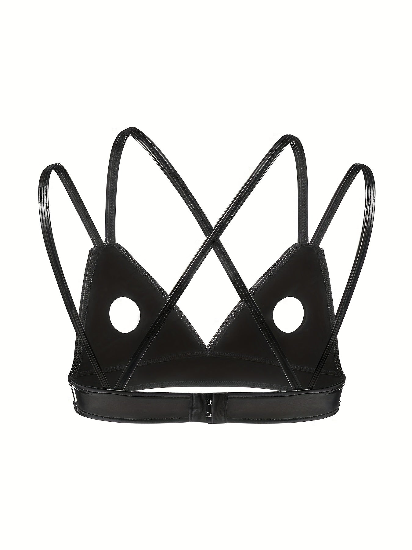 توب كاميسول جلد PU أسود للنساء