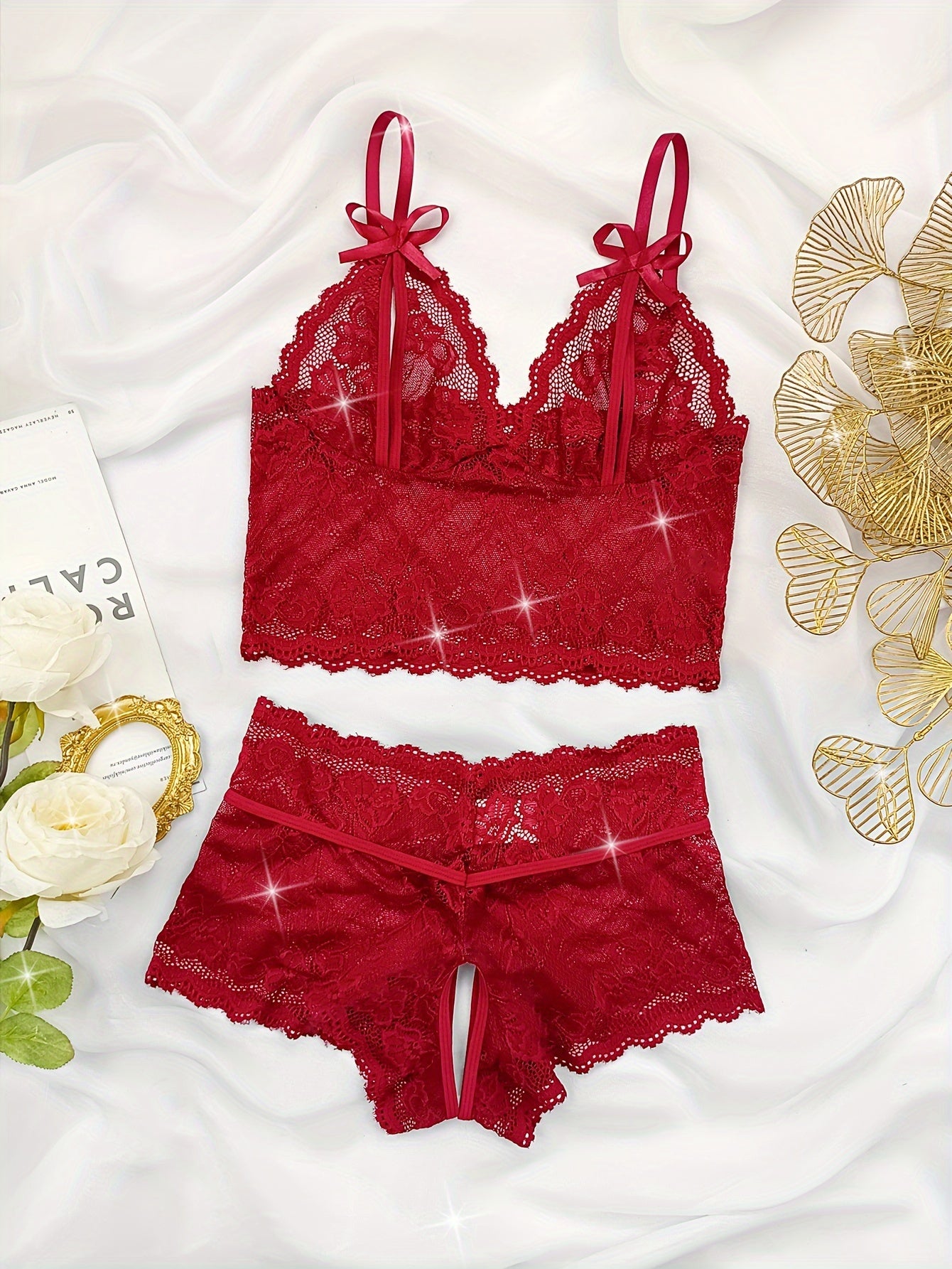 طقم لانجري دنيم مزخرف