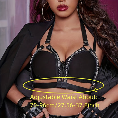 طقم هارنس من الجلد الصناعي للسيدات