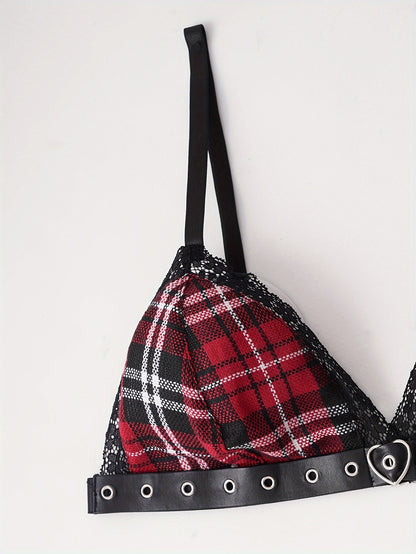 مجموعة لانجري مثير حمراء وسوداء