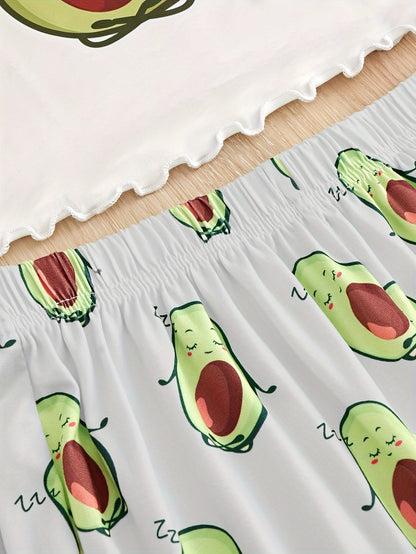 طقم بيجامة للنساء بطبعة أفوكادو