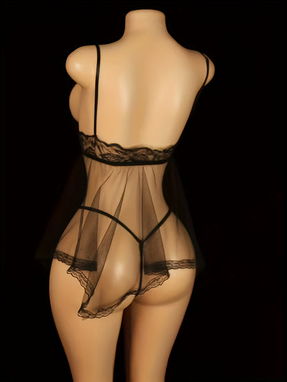 فستان نوم شفاف بتفاصيل دانتيل