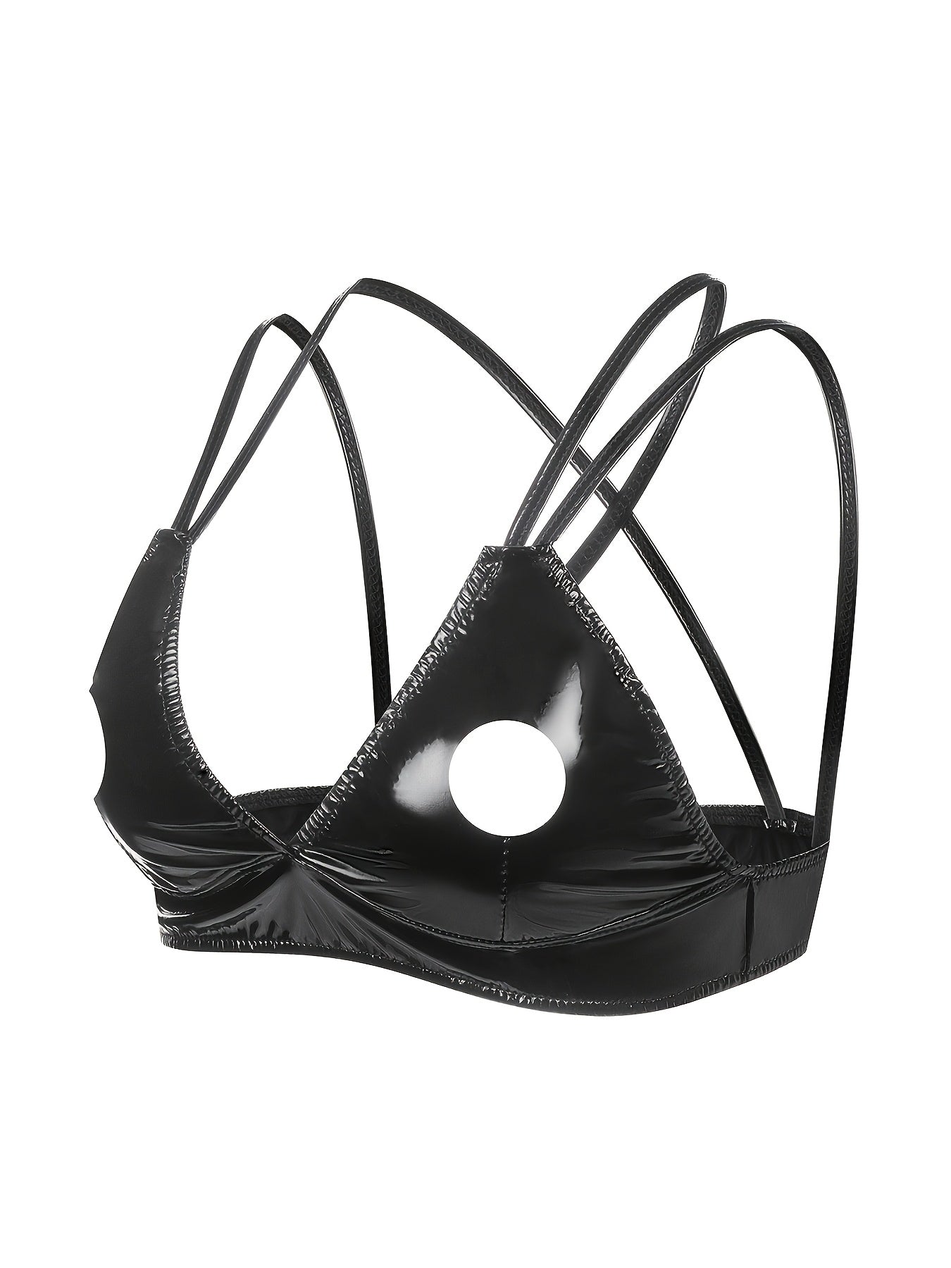 توب كاميسول جلد PU أسود للنساء