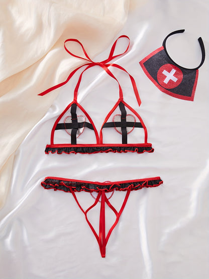 طقم لنجري نسائي 3 قطع أسود