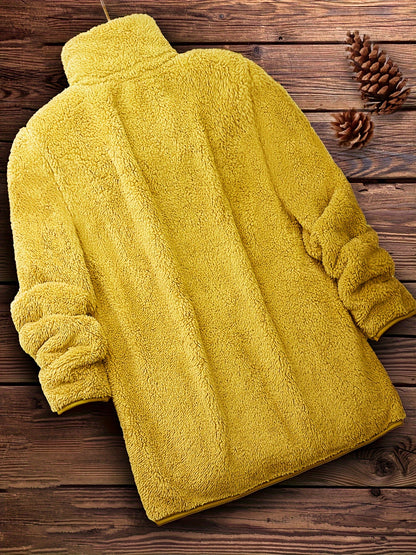 معطف تيدي طويل مزود بسحاب