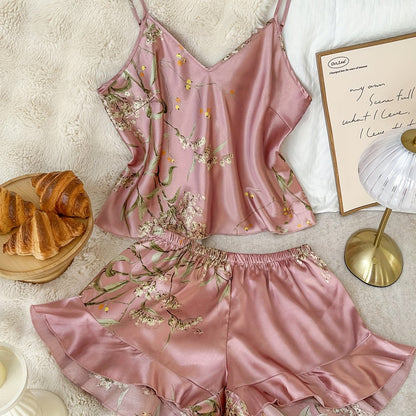 طقم بيجامة نسائي مكون من قطعتين