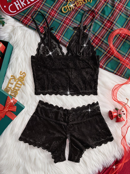 طقم لانجري دنيم مزخرف