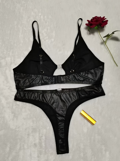 مجموعة ملابس داخلية أنيقة كبيرة الحجم - أسود