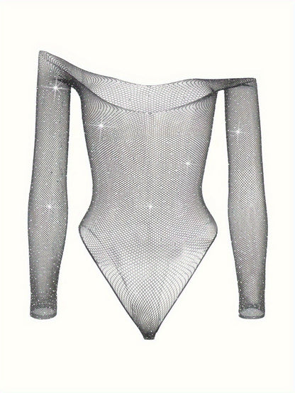 بدي شفاف مزين بكريستالات للنساء