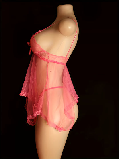 فستان نوم شفاف بتفاصيل دانتيل