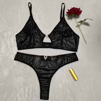 مجموعة ملابس داخلية أنيقة كبيرة الحجم - أسود